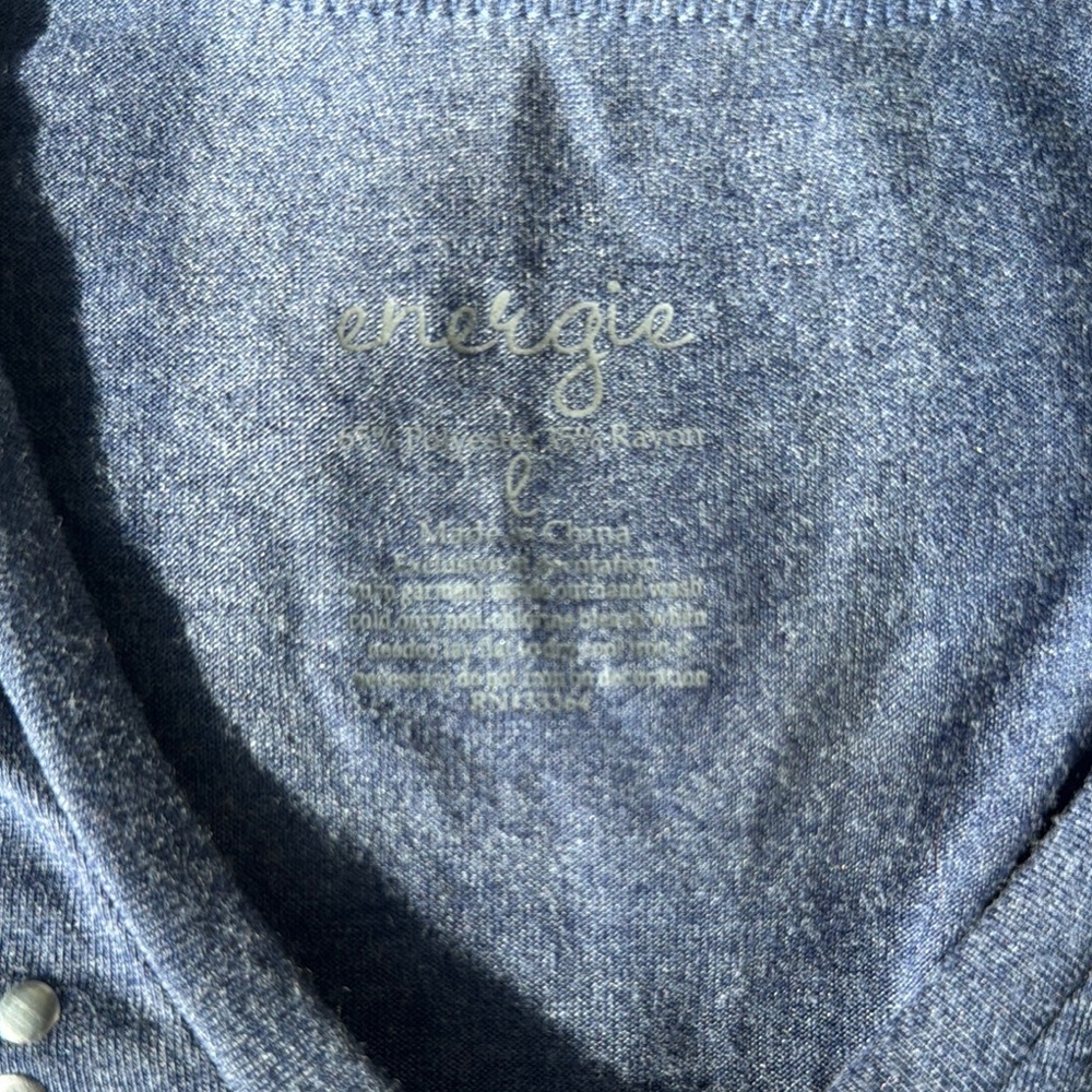 Blue V-Neck Top with Embellishments Energie Large - Picture 2 of 4